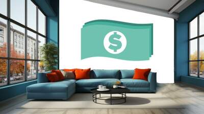 Money icon in flat color style. Banknote with dollar sign cash Wall mural