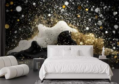 Black, white and gold marvel, gold particles Wall mural