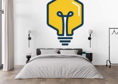 Lamp logo design hexagon bulb icon symbol that can be used for technology logos Wall mural