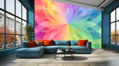 Abstract geometric multicolored background with a central burst, perfect for a futuristic banner with blank space Wall mural