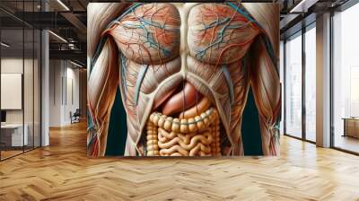 Digestive system, body, muscles, and organs. Wall mural