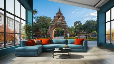 Beautiful Thai temple culture in harmony with nature. Wall mural