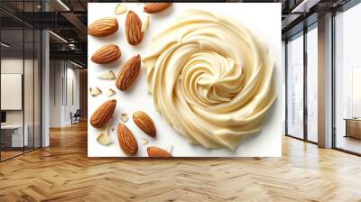 Almonds with Swirled Cream on White Wall mural