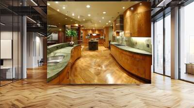 Eco-Friendly Kitchen: Earthy Design with Sustainable Wood Cabinets and Green Accents Wall mural