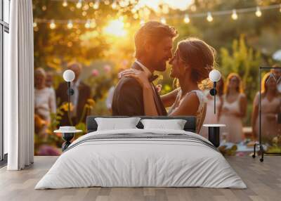 Outdoor Wedding Ceremony at Sunset Wall mural