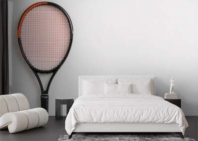 Single Squash Racket on White Background Wall mural