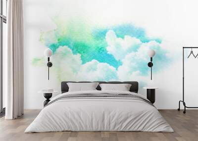 Watercolor illustration of sky with cloud. Wall mural