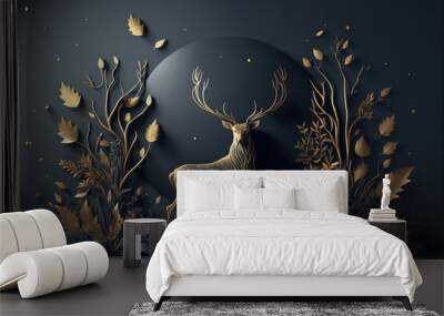 wall sculpture deer Generative AI Wall mural