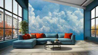 Blue sky background with white clouds. Wall mural