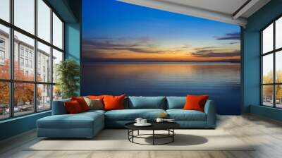 The twilight sky with star at the lake. Wall mural