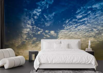 Two tone sky color with clouds. Wall mural