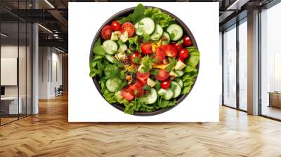 Top view of Healthy fresh ingredients salad bowl isolated on transparent background. Wall mural