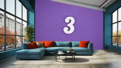 The numbers are made of white paint wood, placed on the background as a purple paper. Wall mural