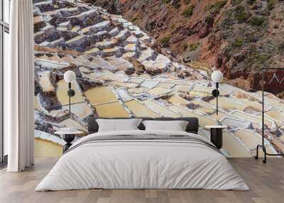 Salt Terraces known as 'Salineras de Maras' in Cusco Region, Peru Wall mural