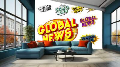 Global News - Comic book style word on abstract background. Wall mural