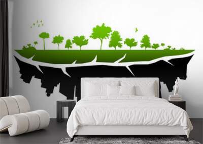 broken planet illustration - vector Wall mural