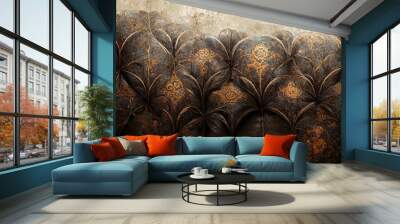 Dark ornamental eastern europe texture background design Wall mural