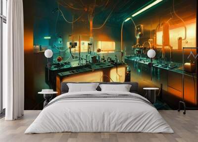 Sci-fi future cloning facility lab design illustration Wall mural