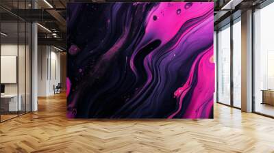 abstract liquid  background, Texture color abstract background pattern art paint liquid pink,  black effect, gold mineral luxury ink nature wallpaper, banner  Wall mural