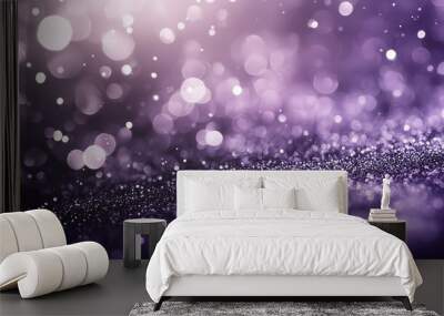 shimmering dark purple texture with scattered white accents, Abstract luxury background, bokeh effects and sparkles. Wall mural