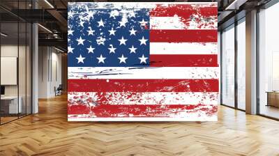 USA Flag. American flag brush paint texture. Distressed US symbol, grunge style Wall mural