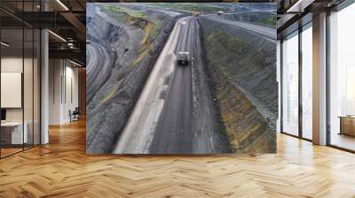 Coal mine, aerial view. Wall mural