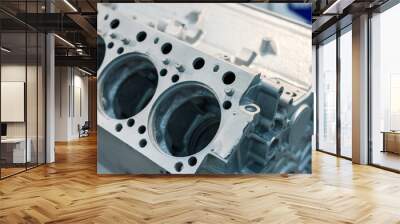 Gray metal cylinder block engine. The basic part of the internal combustion engine Wall mural