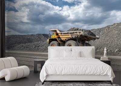 Large quarry dump truck. Transport industry. Wall mural