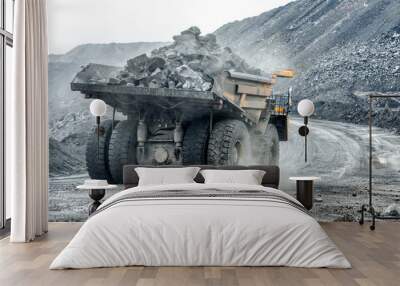 Large quarry dump truck. Transport industry. Wall mural