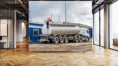 Special vehicle for transporting water and other technical fluids. Wall mural