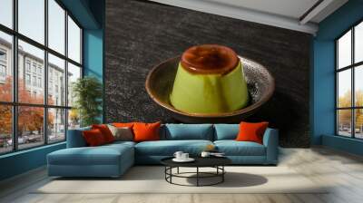 抹茶のプリン Pudding with powdered ​​green tea(maccha) Wall mural