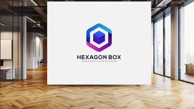 Premium Gradient Hexagon Box Logo design vector template Wall mural