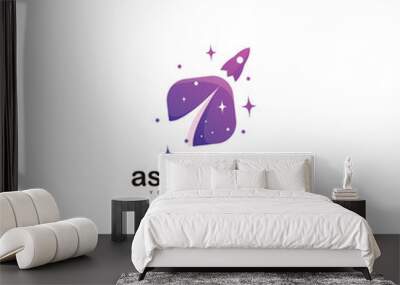 rocket with initial v design colorful logo Wall mural