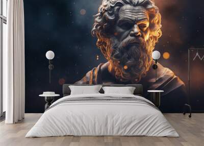 Socrates bust sculpture, ancient Greek philosopher from Athens.. Generative AI Wall mural