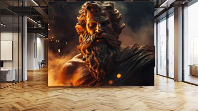 Zeus bust sculpture, Ancient Greek god of sky and thunder. Zeus is considered the ruler, protector, and father of all gods and humans. Generative AI Wall mural