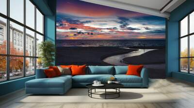 Romantic twilight sky in the evening with small canal on the bea Wall mural