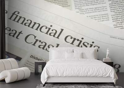 Newspaper headlines - finanical crisis on 2008 Wall mural