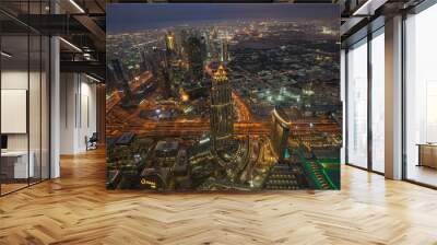 dubai skyline at night Wall mural