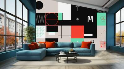 Brutalism Design Abstract Vector Pattern Wall mural