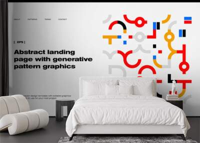 Brutalist Poster Design Template With Abstract Geometric Shapes Wall mural