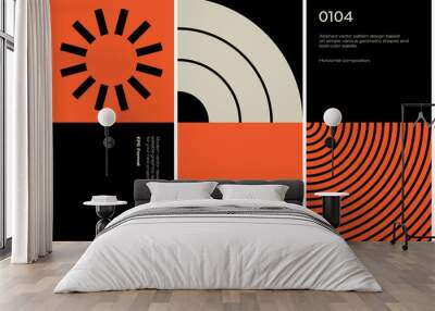 Brutalist Poster Design Template With Abstract Geometric Shapes Wall mural