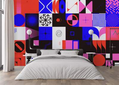 Generative Design Artwork of Abstract Technology Vector Generated Shapes Composition Wall mural