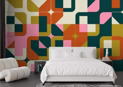 Mid-Century Aesthetics Artwork With Abstract Vector Pattern Design And Geometric Shapes Wall mural