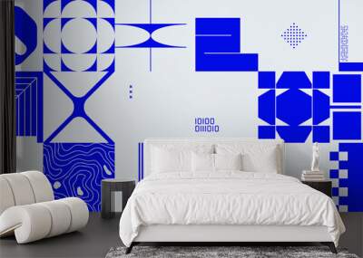 Modern Brutalism Inspired Design Artwork Abstract Vector Pattern Graphics With Bold Geometric Shapes And Forms Wall mural