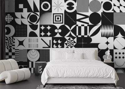 Monochrome Abstract Vector Pattern Design Wall mural