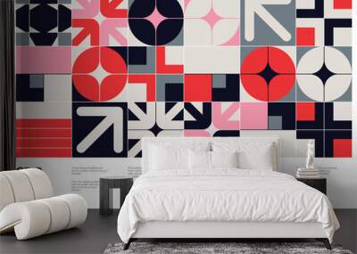 Swiss Poster Design Template With Abstract Geometric Shapes Wall mural