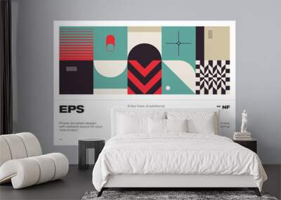 Swiss Poster Design Template With Abstract Geometric Shapes Wall mural