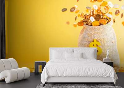 Golden Fortune: Overflowing Money Bag  Wall mural