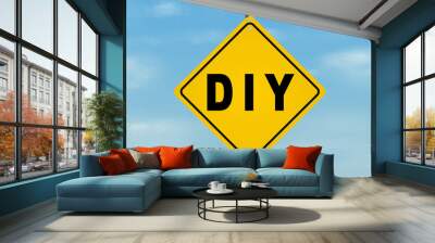 DIY. Do it yourself road sign on the sky background. Raster Wall mural