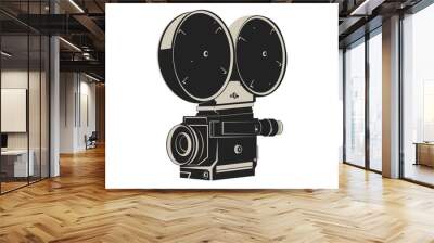 Vintage movie camera in two colors. Flat vector. Wall mural